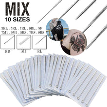 Load image into Gallery viewer, 50pcs Mixed Assorted Tattoo Needles 10 Sizes-3 5 7 9RL 5 7 9RS 5 7 9M1