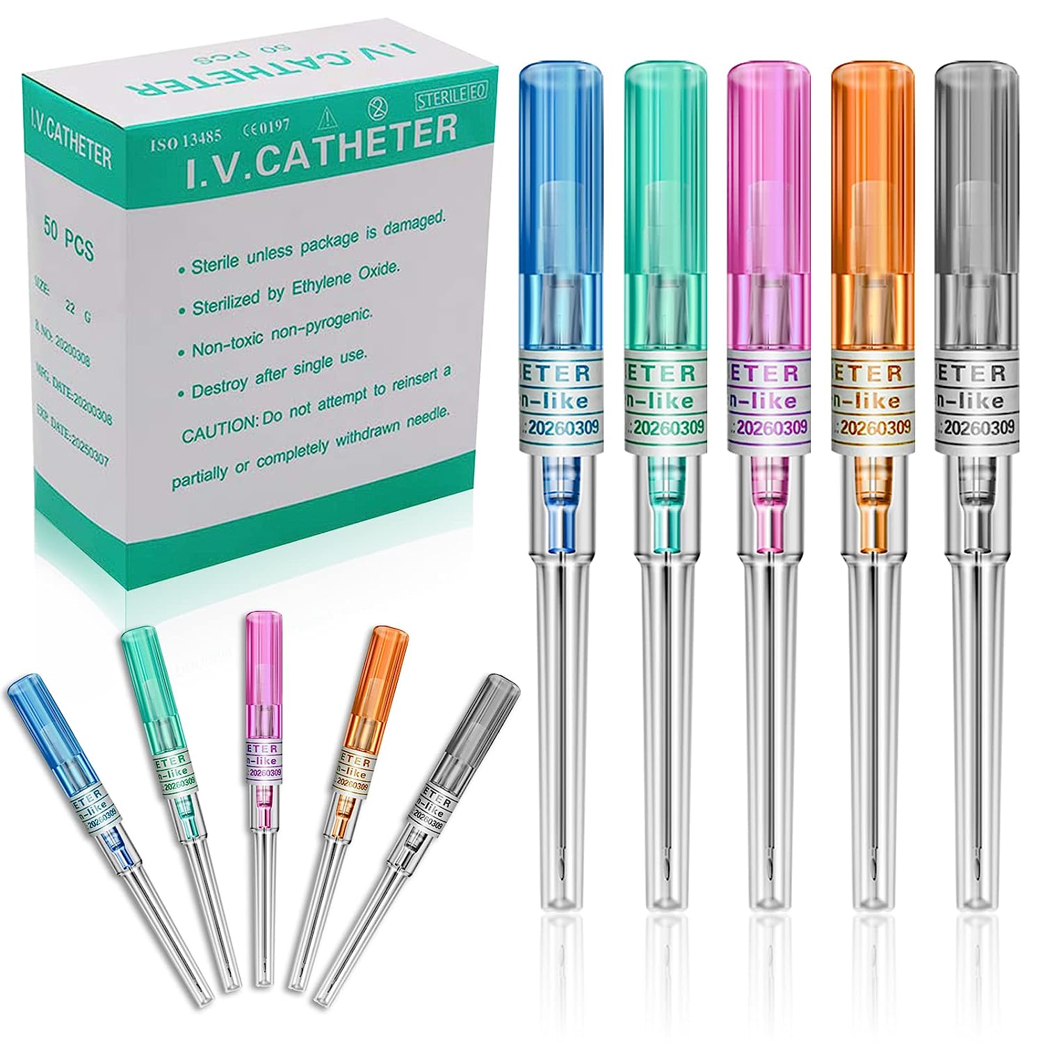5/10/25/50 Pro I.V Catheter Body Piercing Needles 14,16,18,20,22G Navel Ear Nose