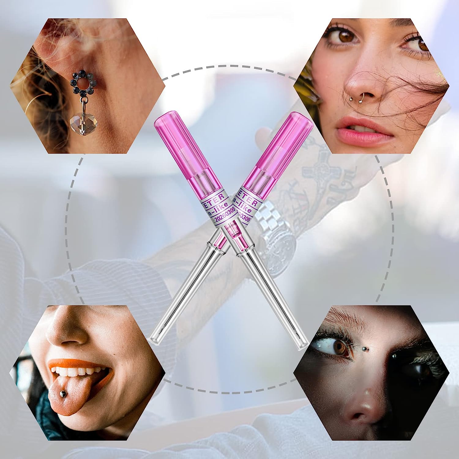 5/10/25/50 Pro I.V Catheter Body Piercing Needles 14,16,18,20,22G Navel Ear Nose