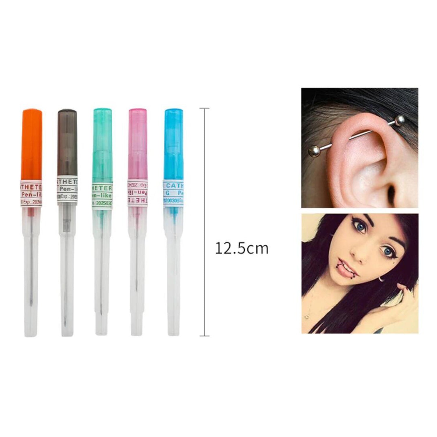 5/10/25/50 Pro I.V Catheter Body Piercing Needles 14,16,18,20,22G Navel Ear Nose
