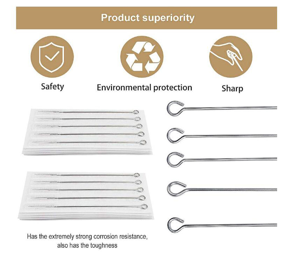 50 pcs Disposable Sterile Tattoo Needles Round Liner Shader Magnum Flat