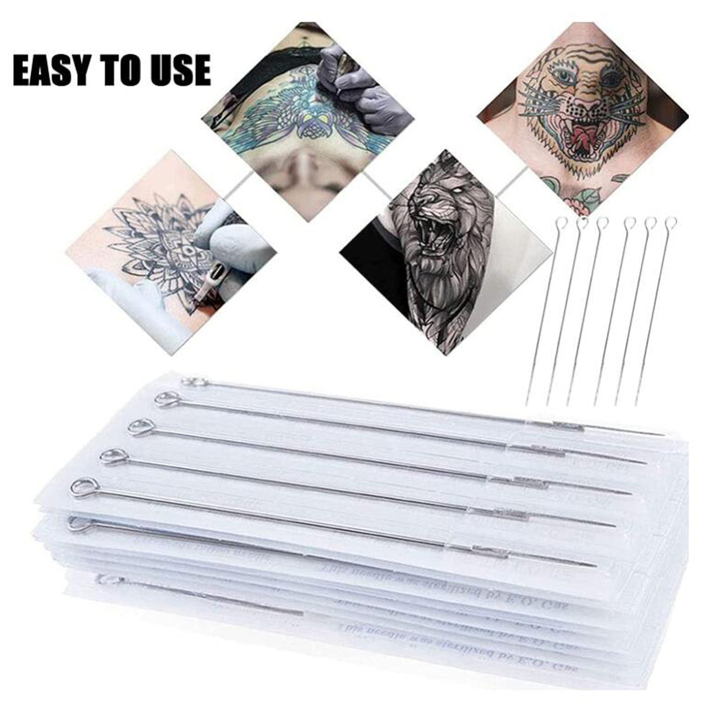 50 pcs Disposable Sterile Tattoo Needles Round Liner Shader Magnum Flat